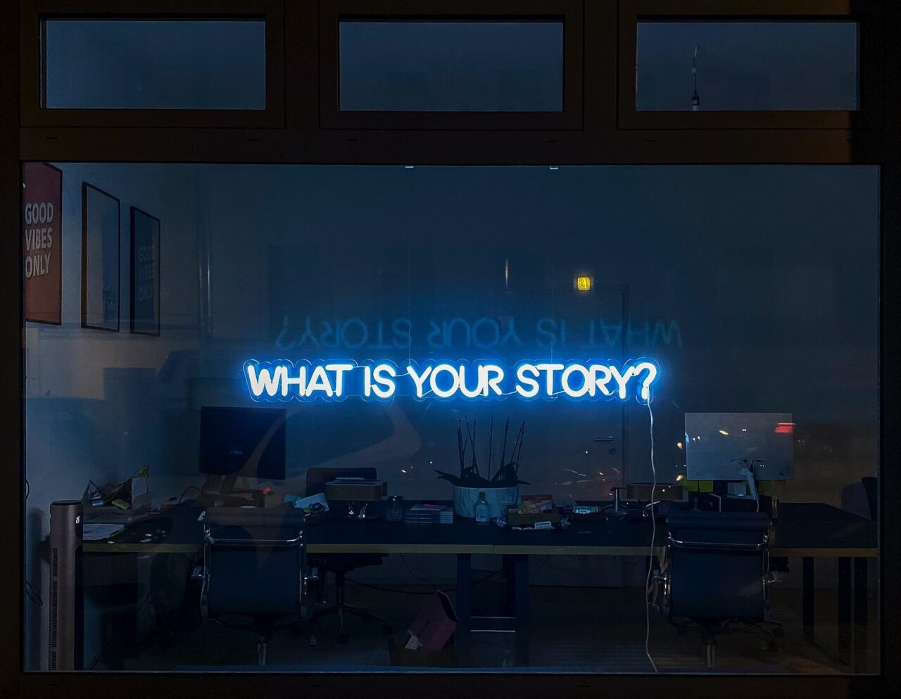 What Is Your Story sign inspiring brand development